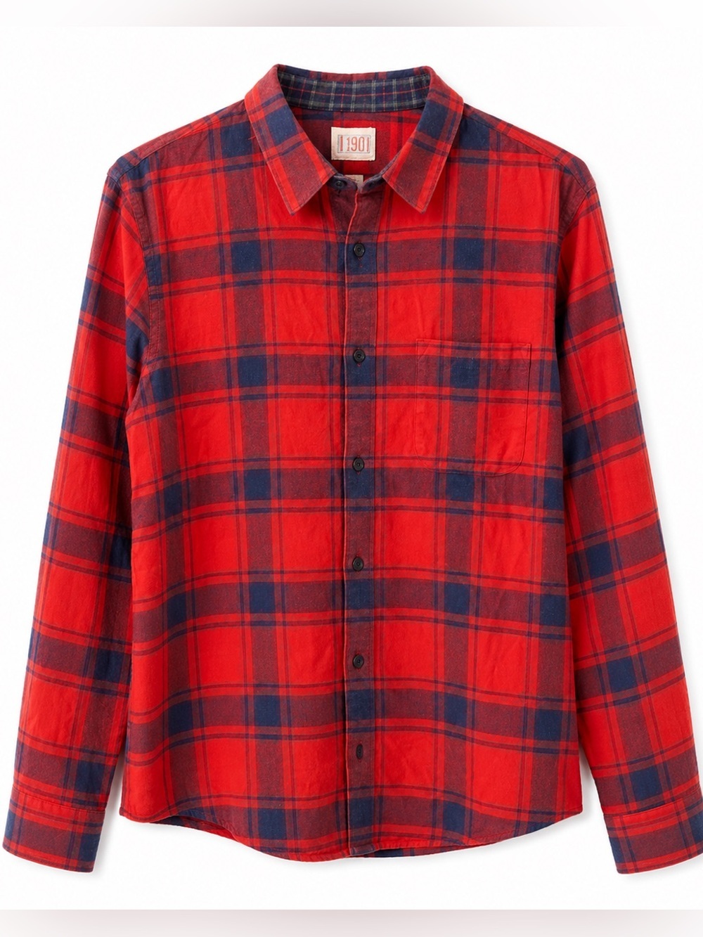 1901 Red Blue Plaid Button Front Shirt Size Small